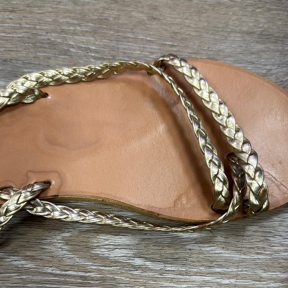 Ancient Greek Sandals Braided Sandals Tan and Gold Size 39 - Picture 2 of 4